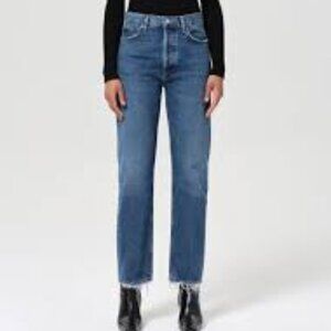 AGOLDE  Pinch Waist Jean High 5 Pocket Zip Up Blue Jeans Size 24